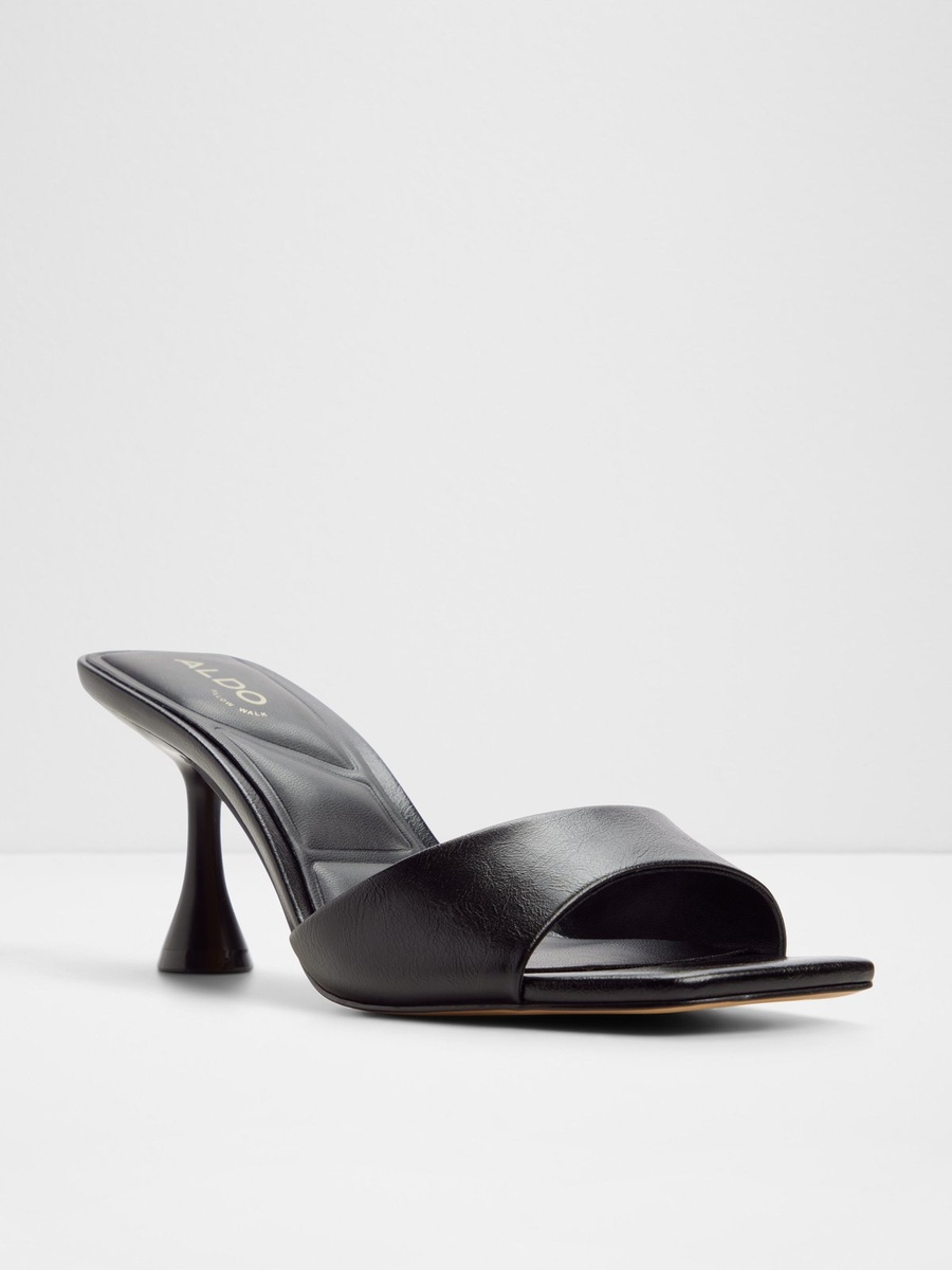 Women Black Mid Heel Sandals