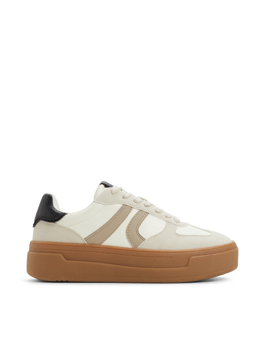 Women White PU Sports Sneakers with Platform Sole