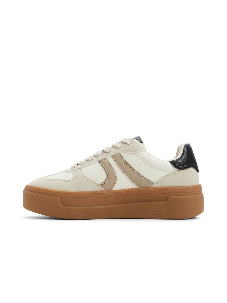 Women White PU Sports Sneakers with Platform Sole