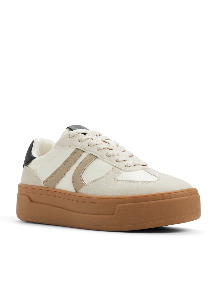 Women White PU Sports Sneakers with Platform Sole
