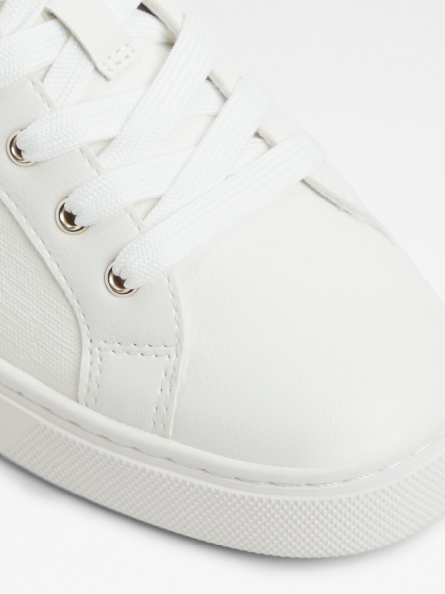 Women White PU Sports Sneakers with Charm Detail