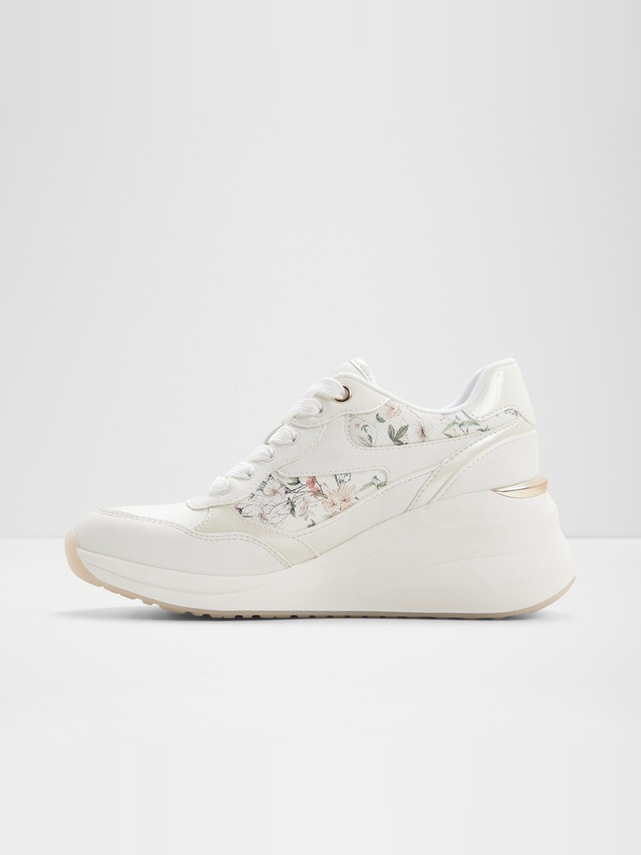 Women Floral PU Wedge Sneakers
