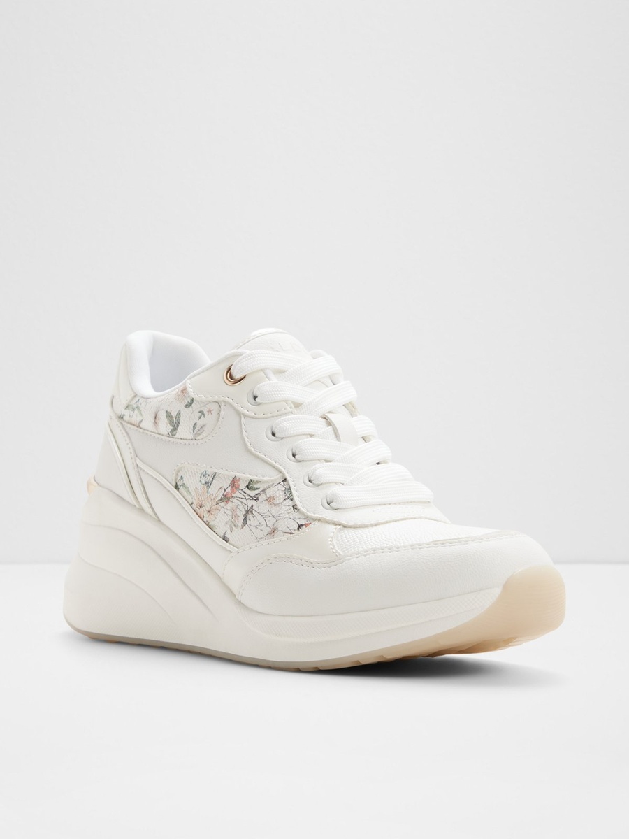 Women Floral PU Wedge Sneakers