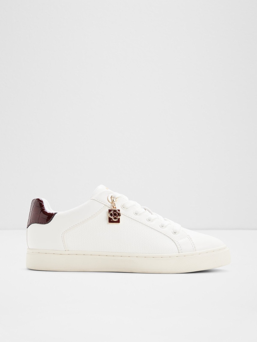Women White PU Low-Top Sneakers