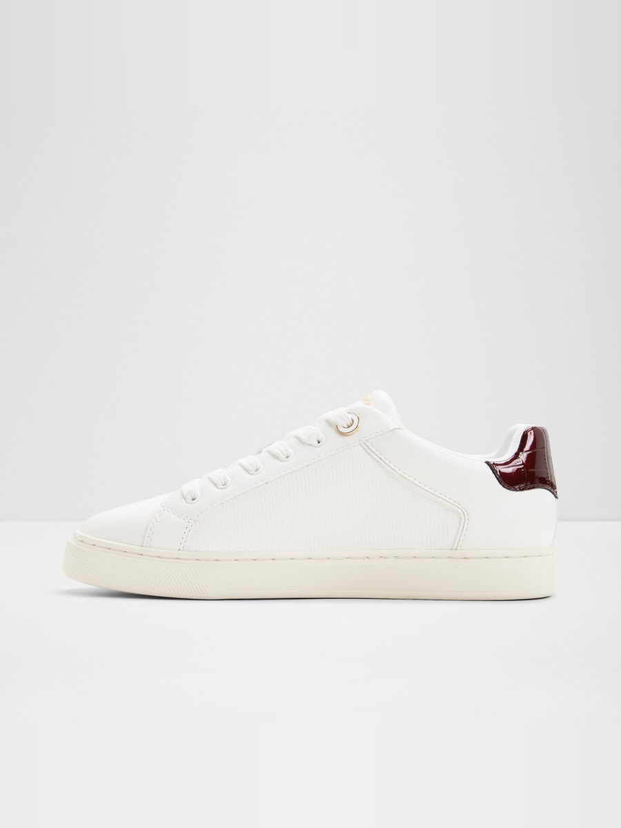 Women White PU Low-Top Sneakers
