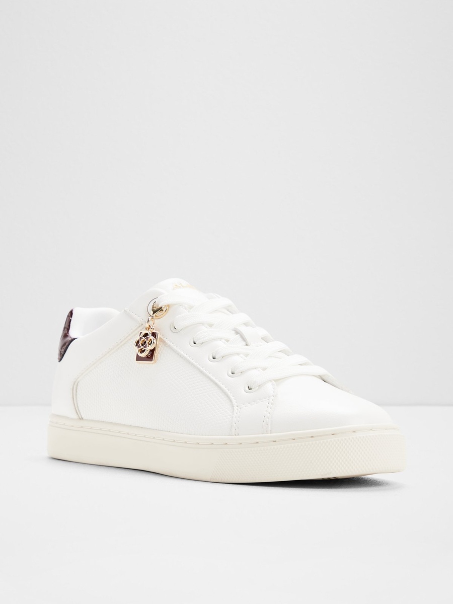Women White PU Low-Top Sneakers