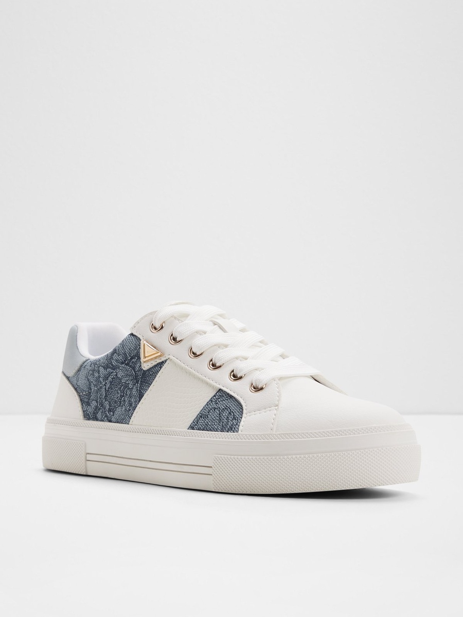 Women Dark Blue Floral Print PU Sports Sneakers