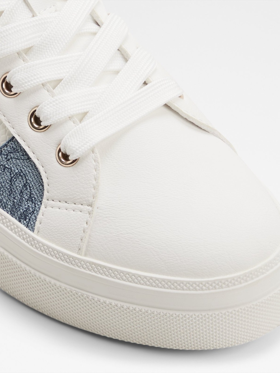 Women Dark Blue Floral Print PU Sports Sneakers