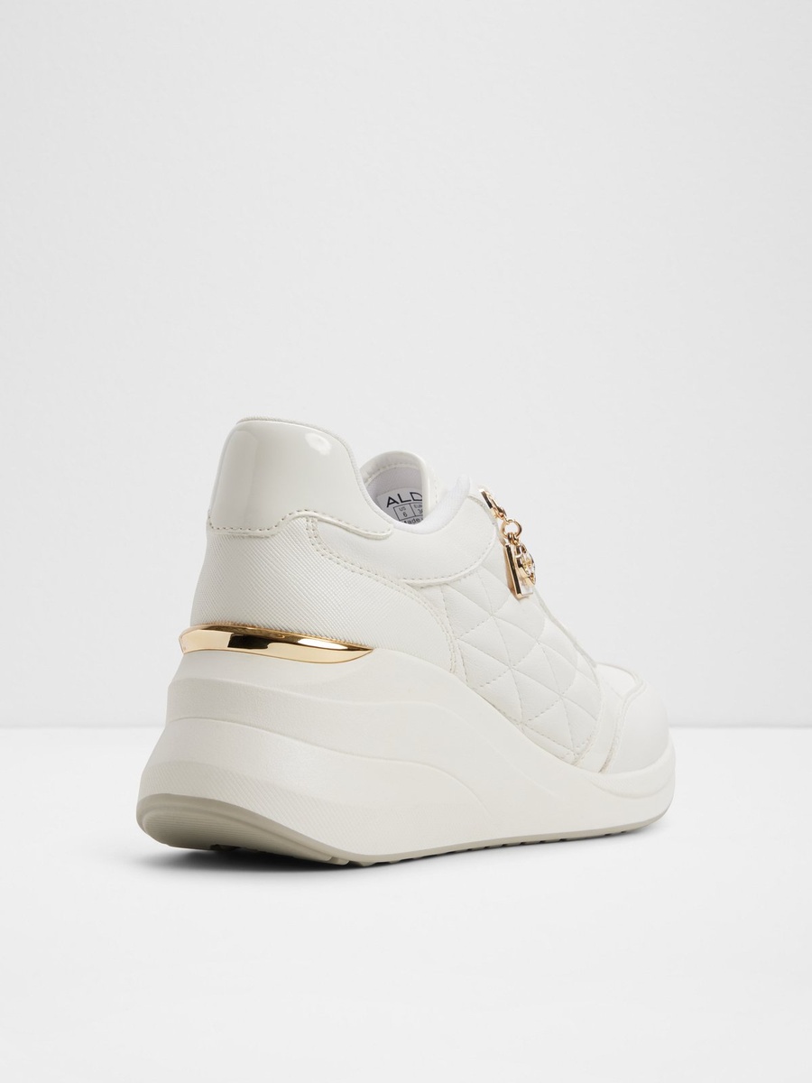 Women White PU Quilted Platform Sneakers