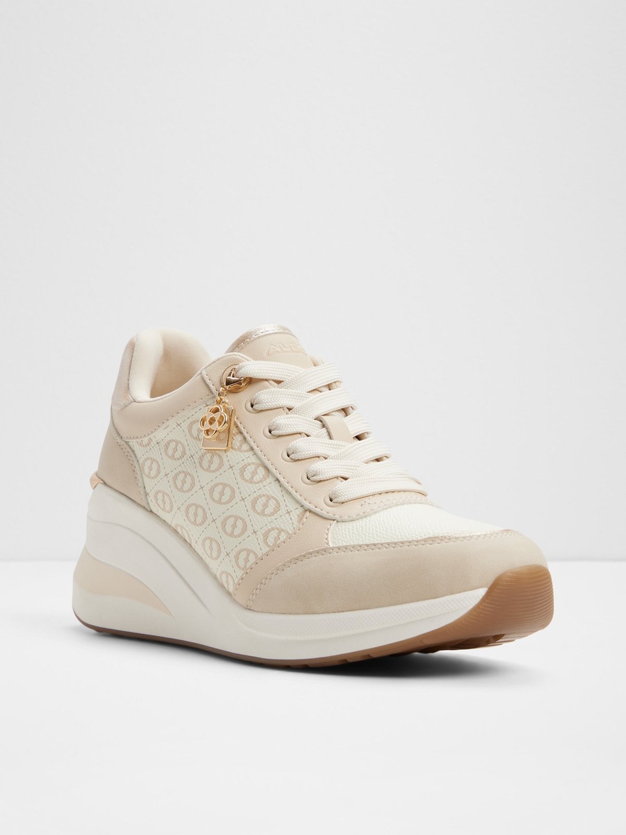 Women Beige PU Sports Sneakers
