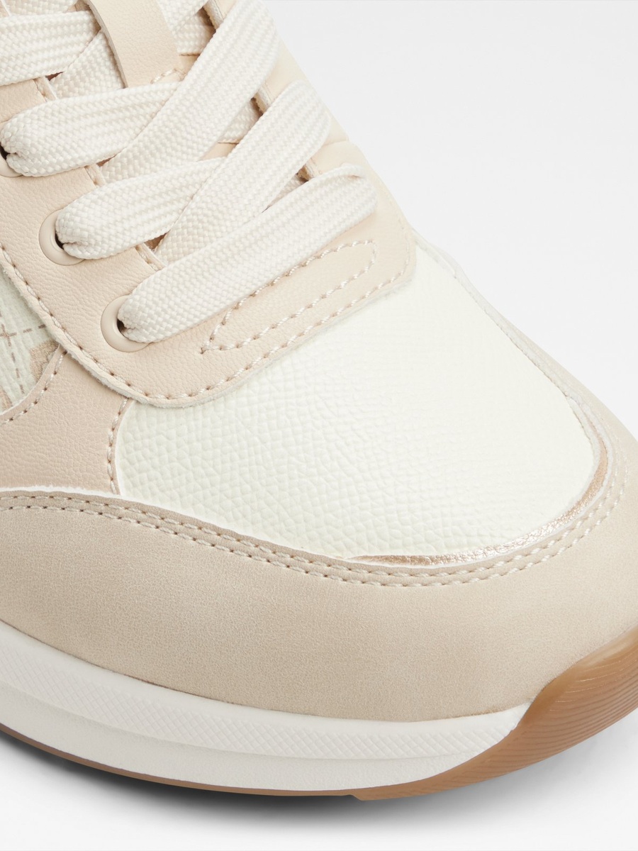 Women Beige PU Sports Sneakers