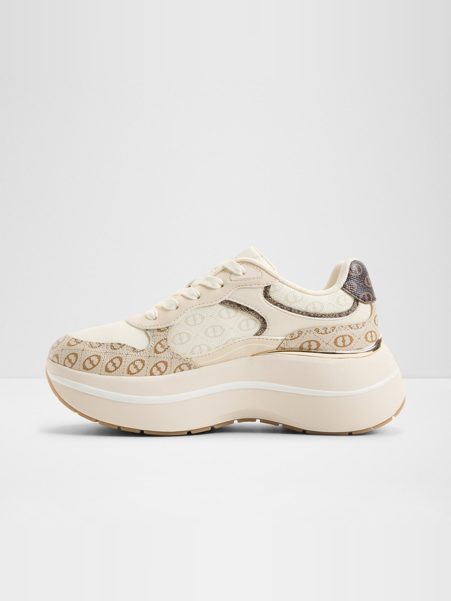 Beige PU Platform Sports Sneakers