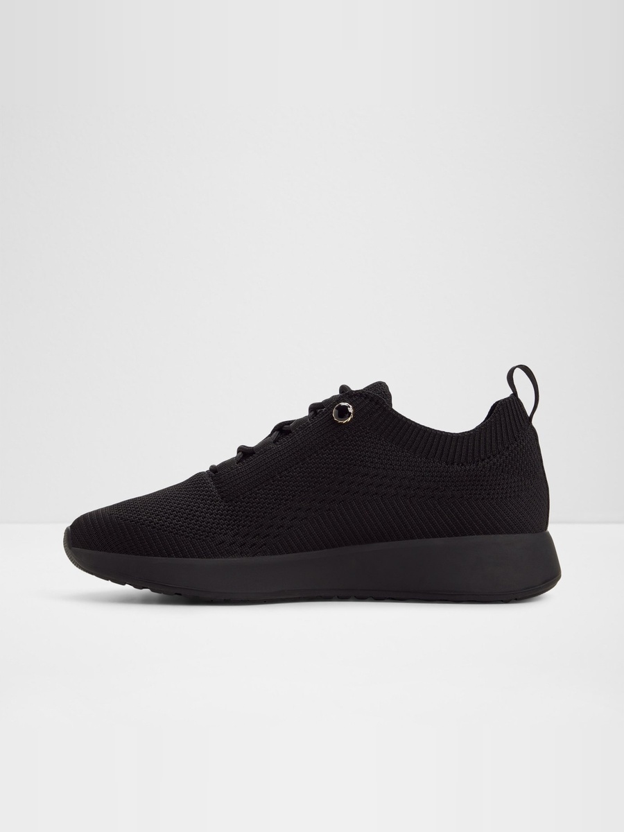 Women Black Polyester Knit Sports Sneakers