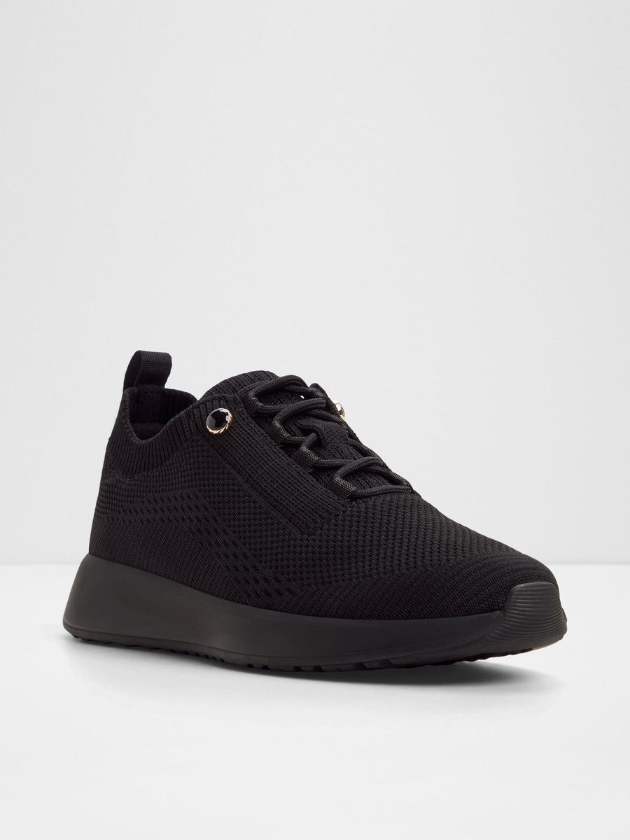 Women Black Polyester Knit Sports Sneakers