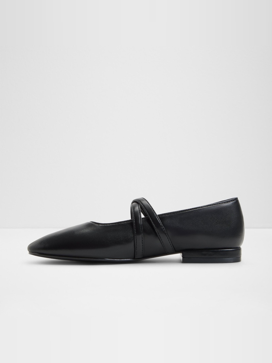 Women Black PU Buckled Flat Shoes