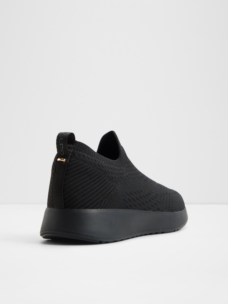 Women Black Polyester Knit Slip-On Sneakers