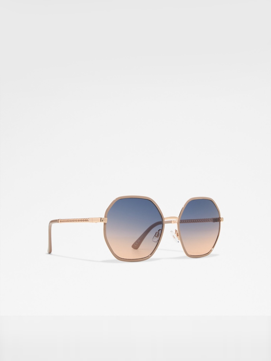 Women Gold Geometric Sunglasses