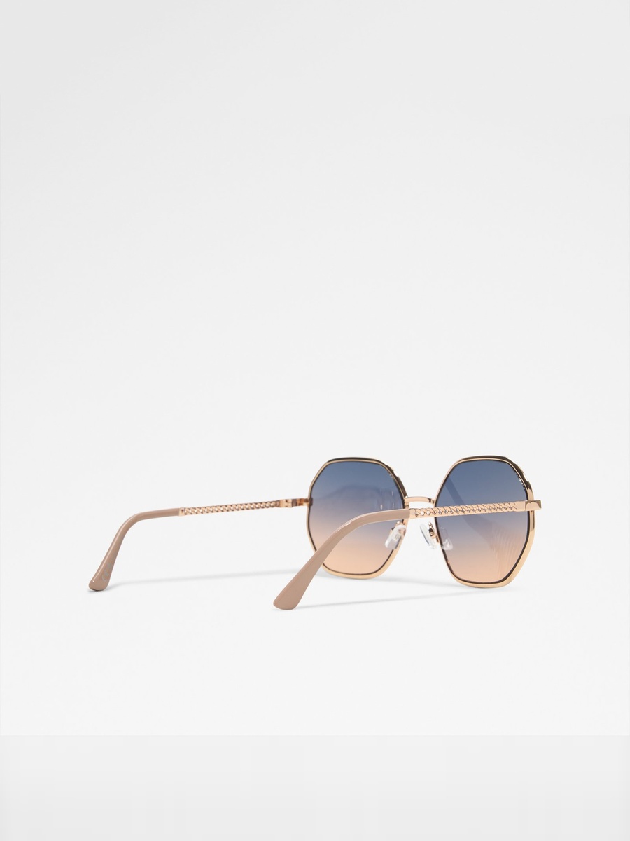 Women Gold Geometric Sunglasses