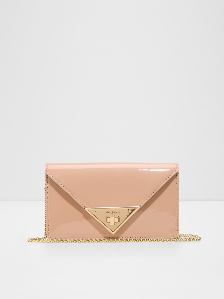 Women Beieg Plain Wallet on Chain