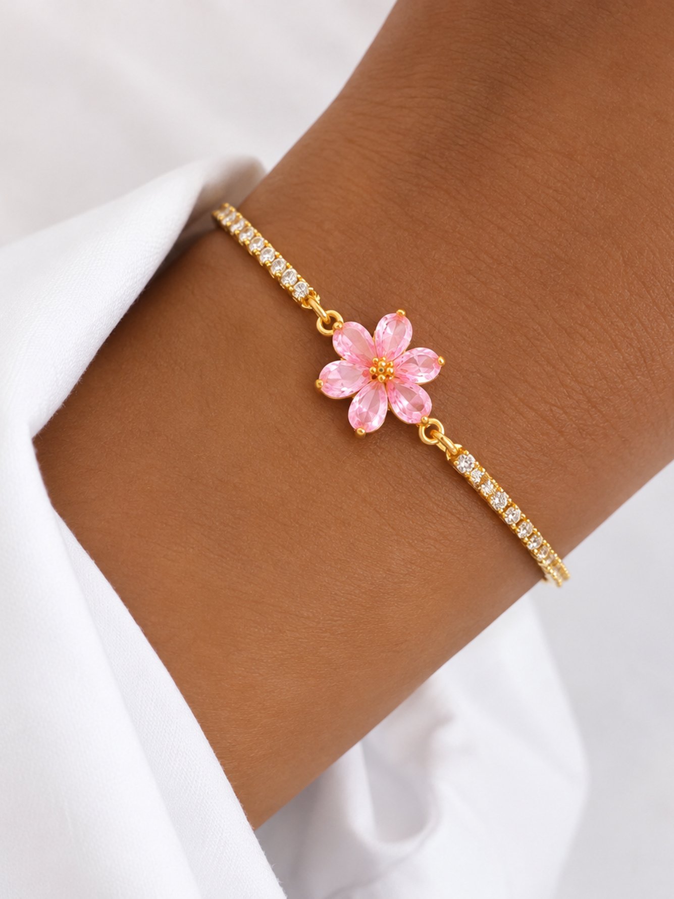 Gold Texture Charm Bracelet