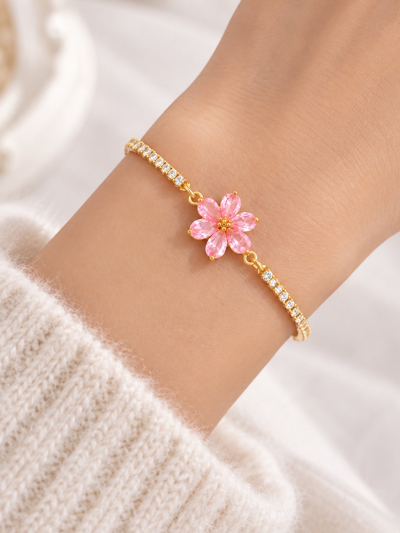 Gold Texture Charm Bracelet
