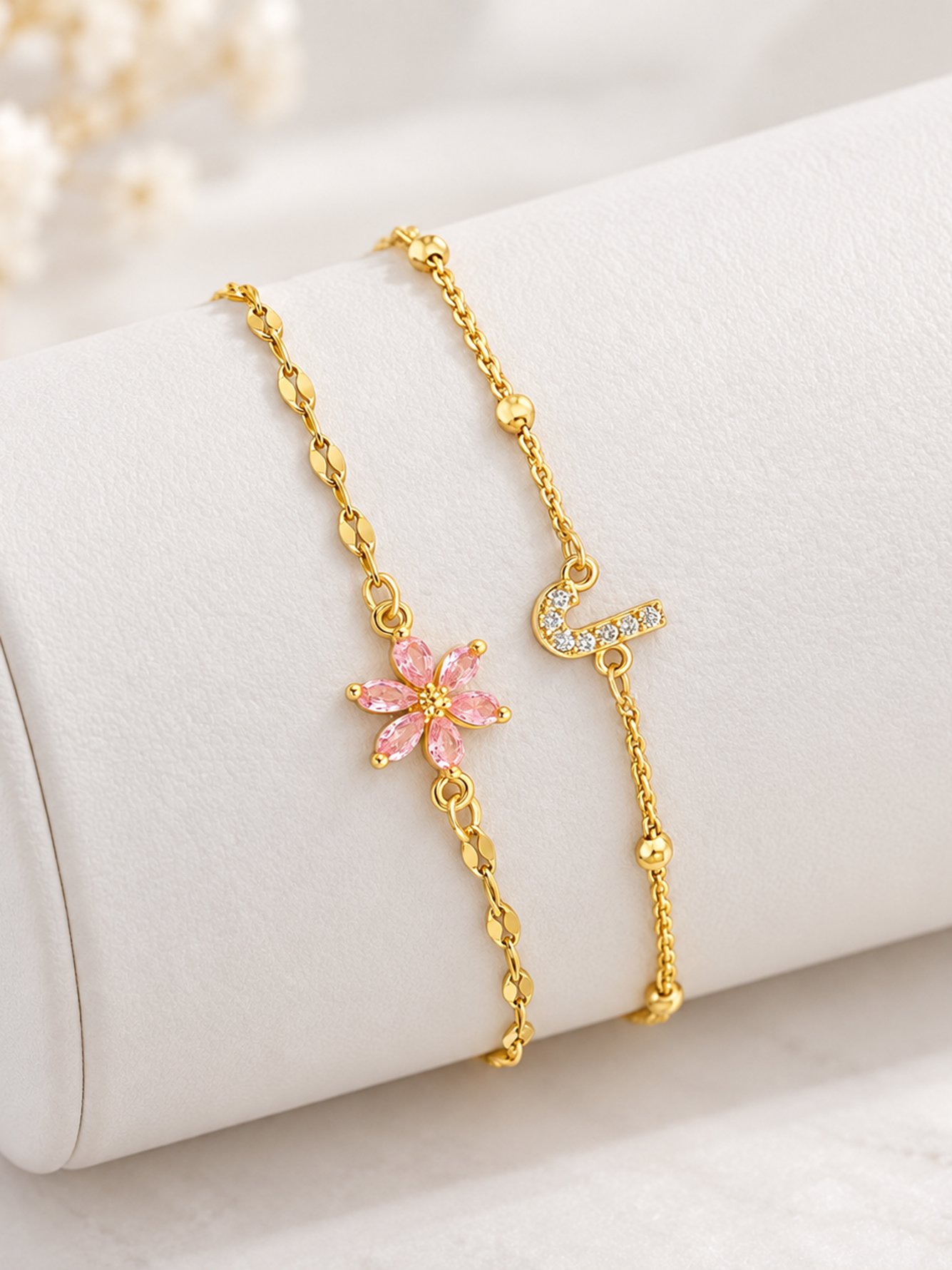 Gold Solid Charm Bracelet