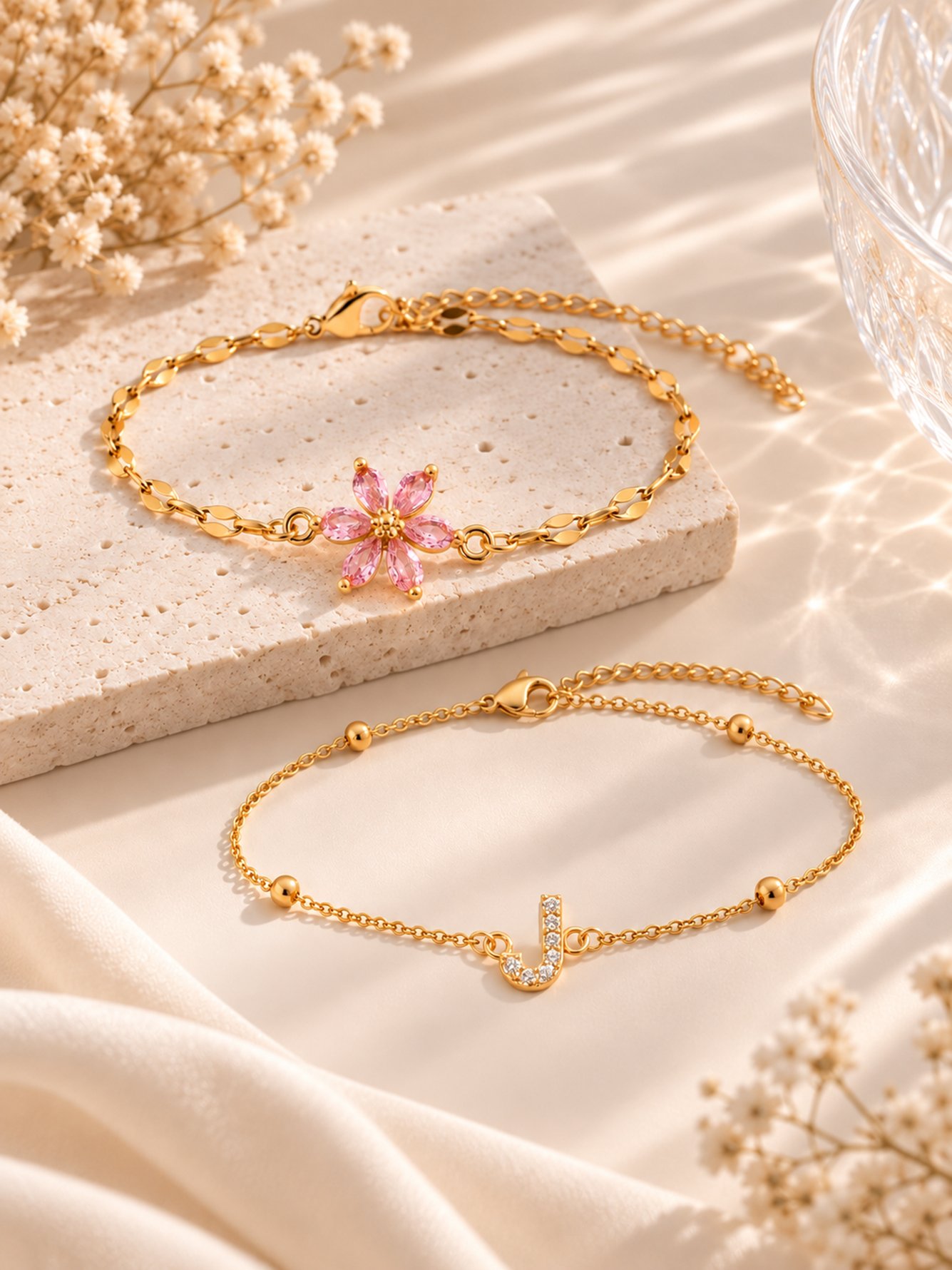 Gold Solid Charm Bracelet