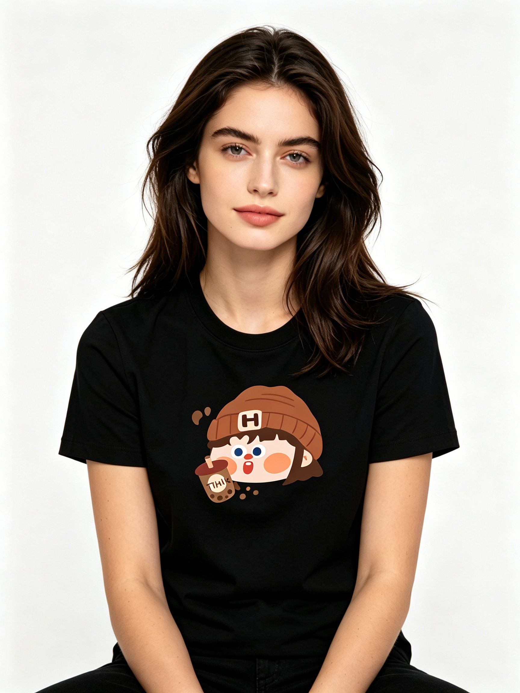 Black Printed Round Neck Regular T-Shirt