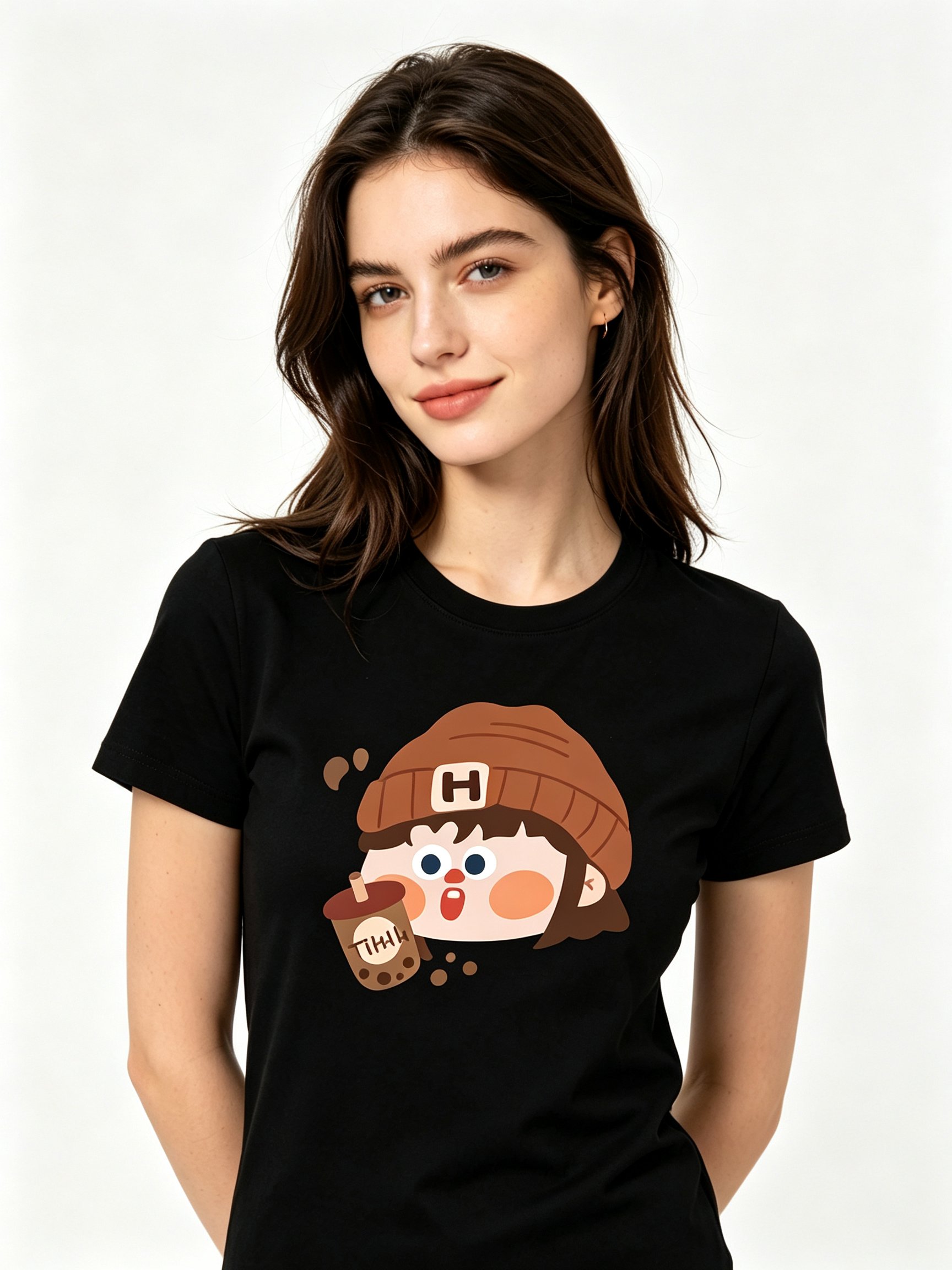 Black Printed Round Neck Regular T-Shirt