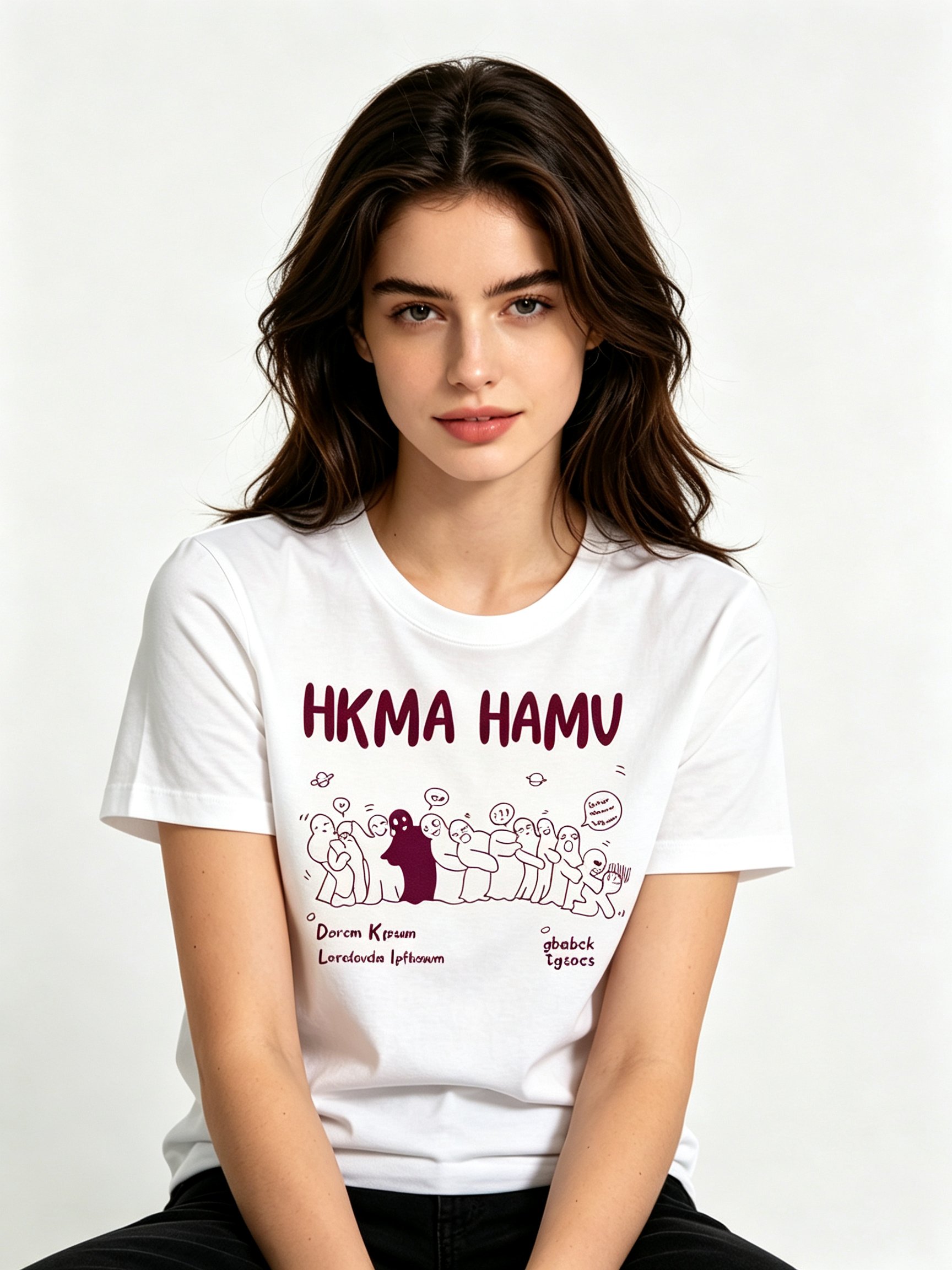 White Printed Round Neck Regular T-Shirt