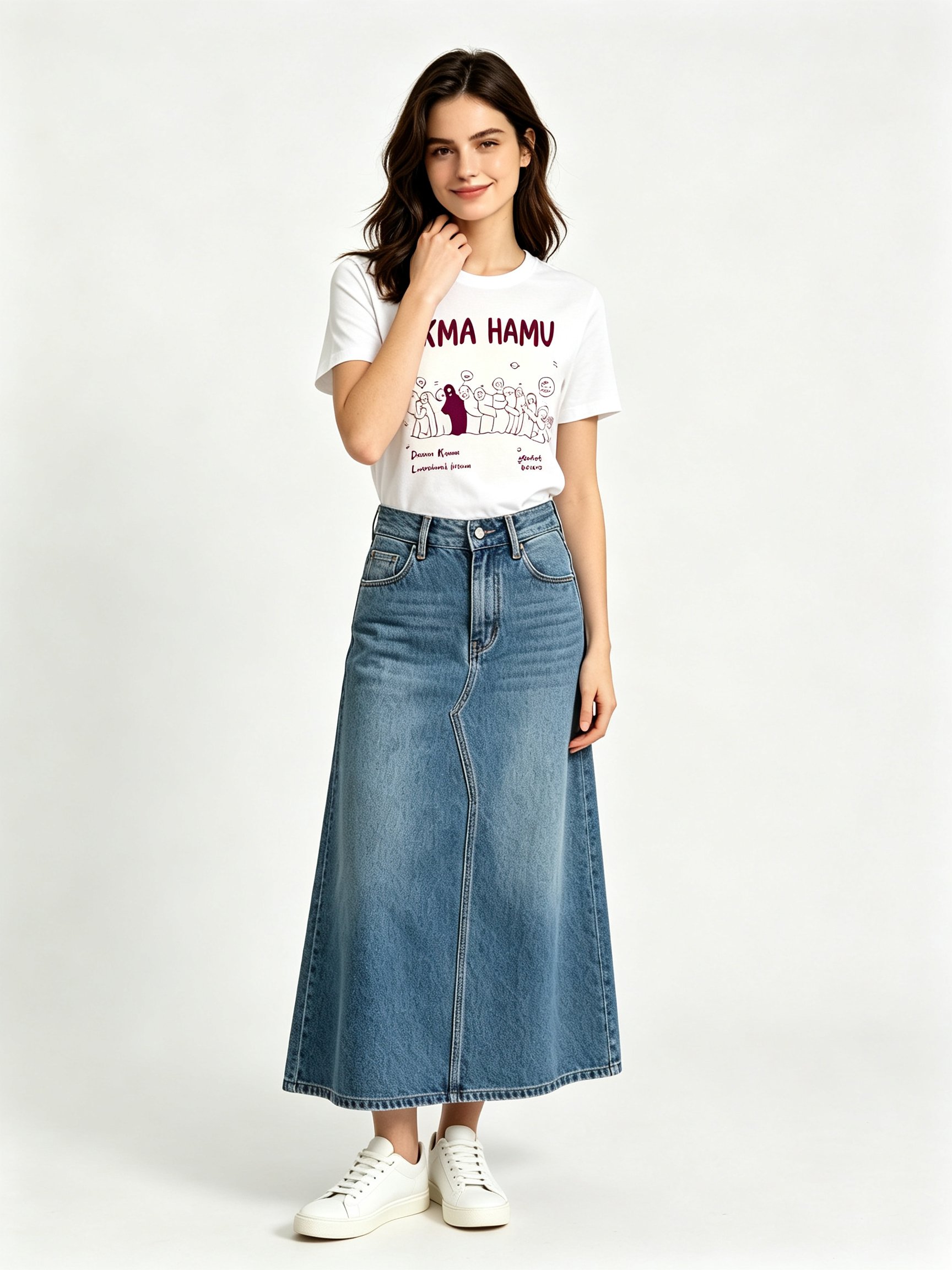 White Printed Round Neck Regular T-Shirt