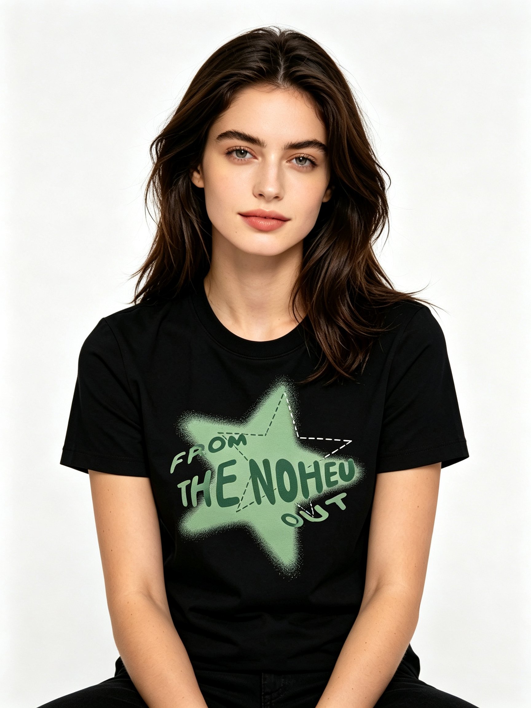 Black Printed Round Neck Regular T-Shirt
