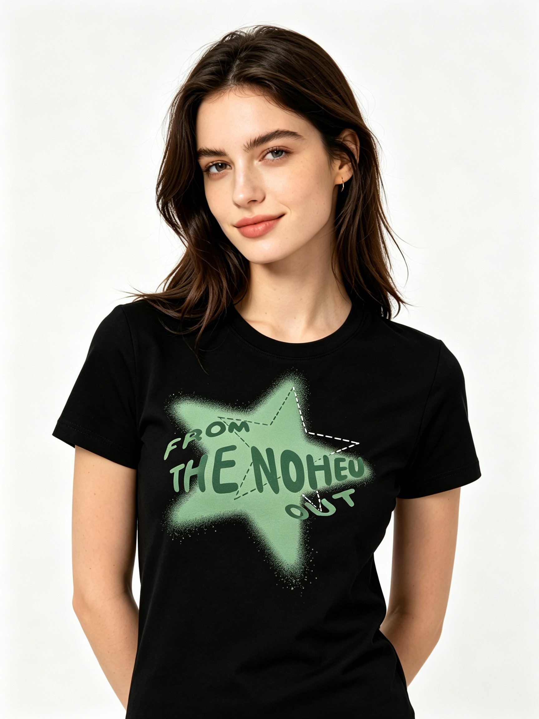 Black Printed Round Neck Regular T-Shirt
