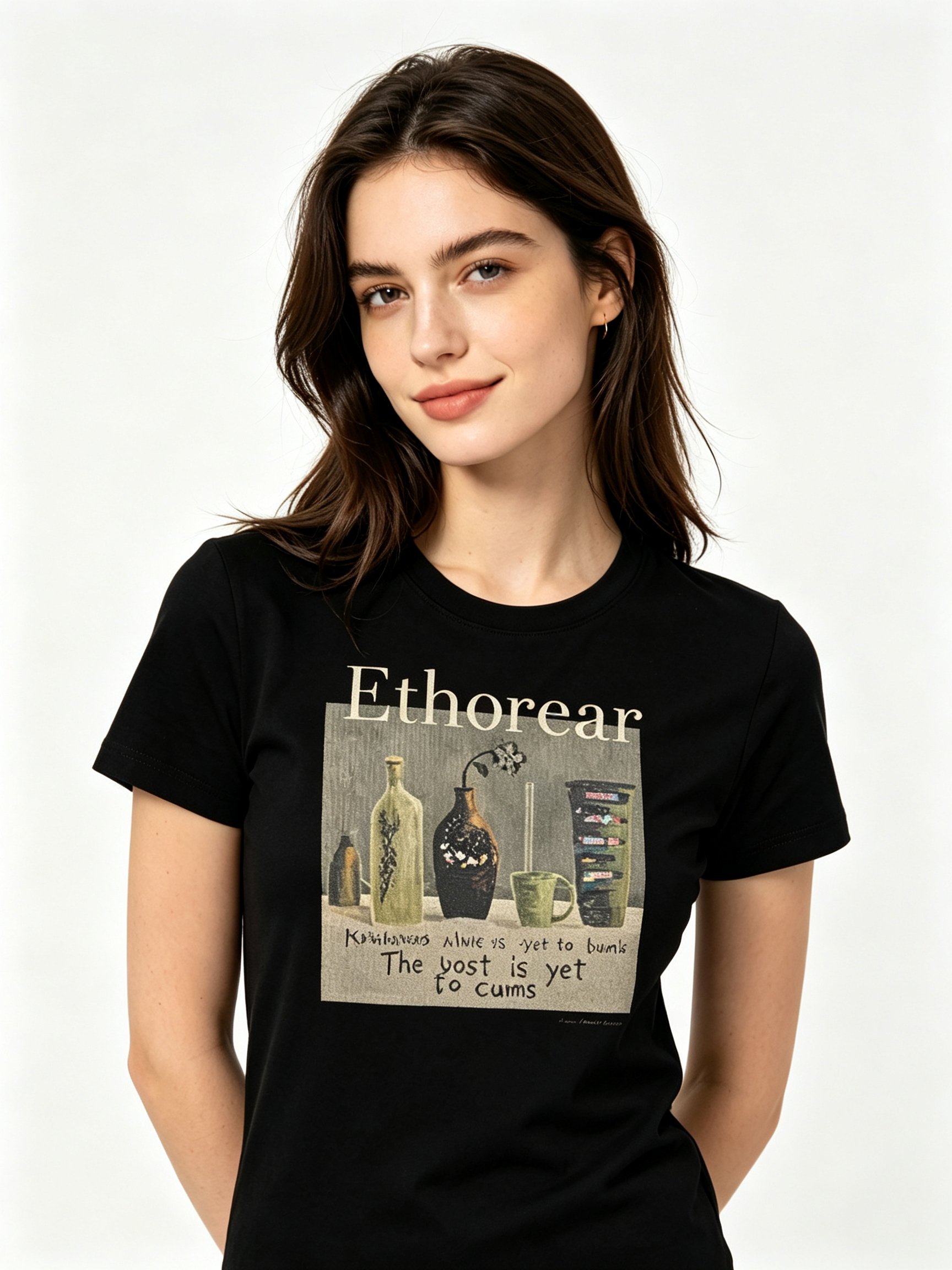 Black Printed Round Neck Regular T-Shirt