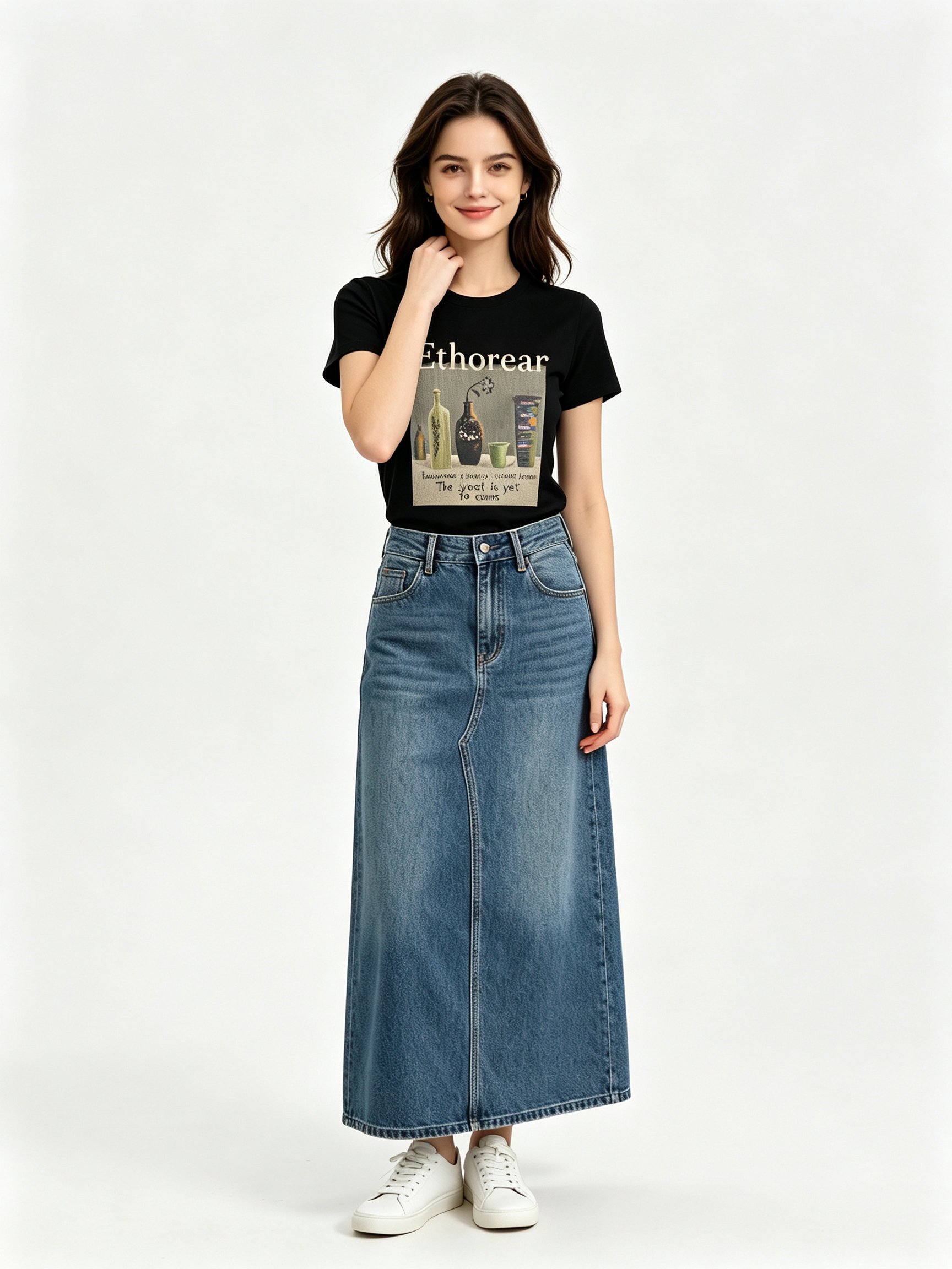 Black Printed Round Neck Regular T-Shirt