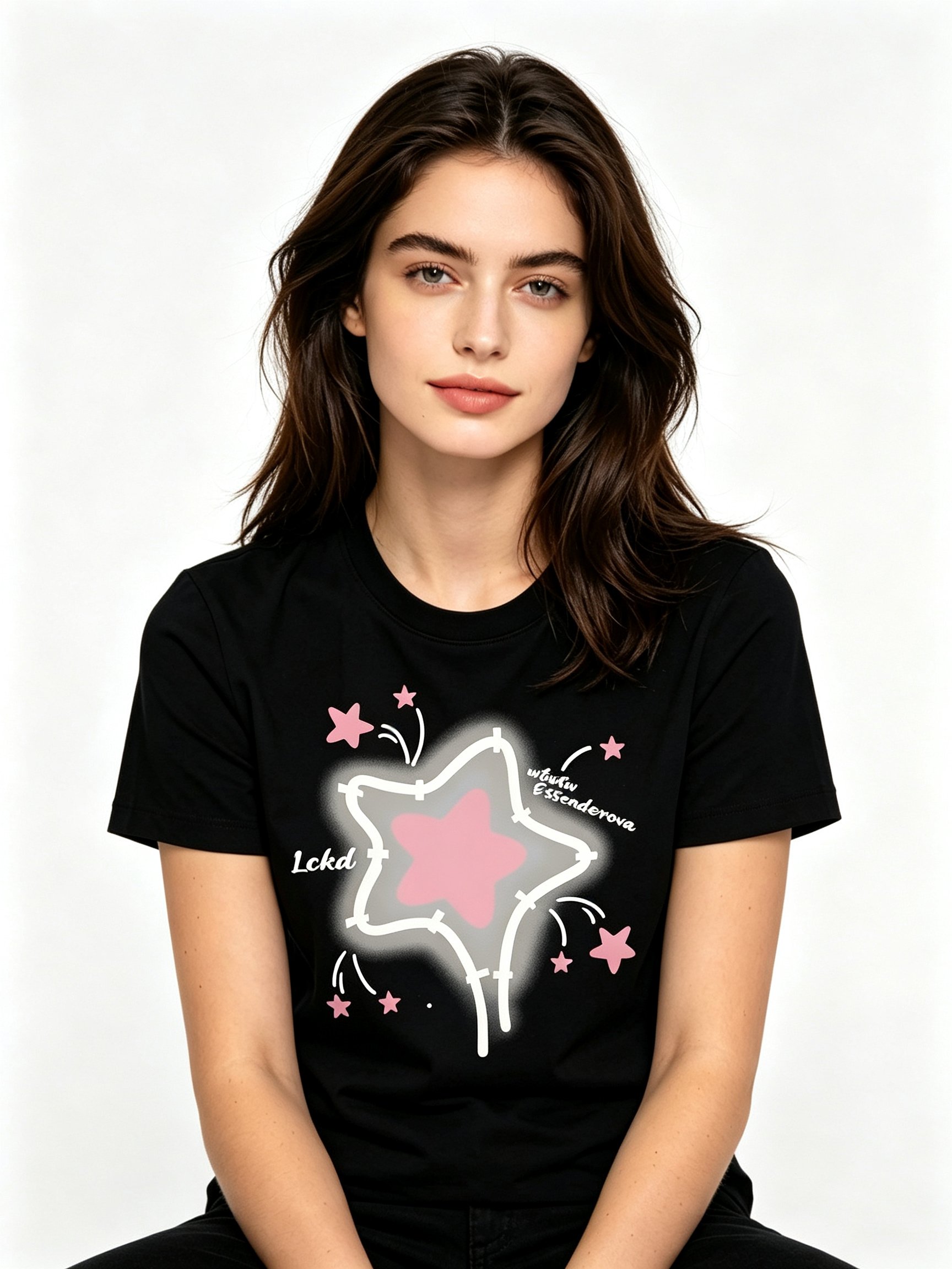 Black Printed Round Neck Regular T-Shirt