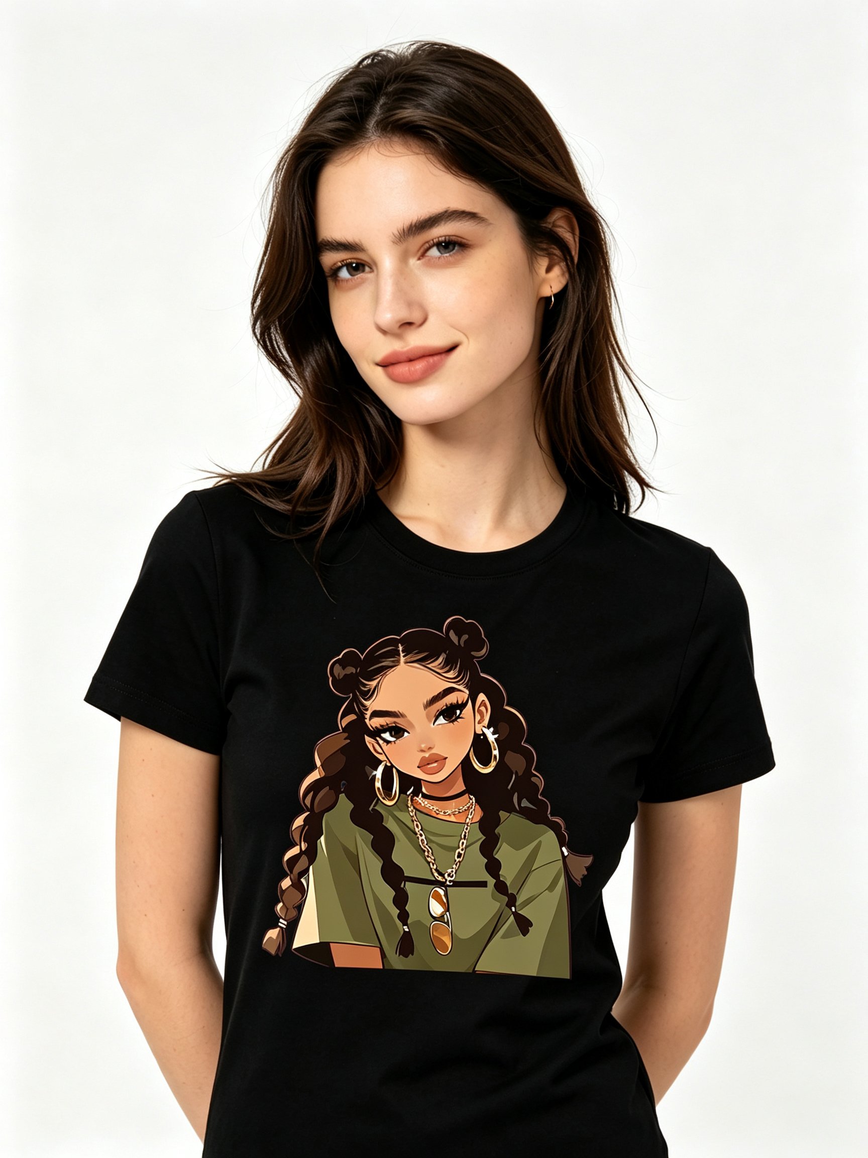 Black Printed Round Neck Regular T-Shirt