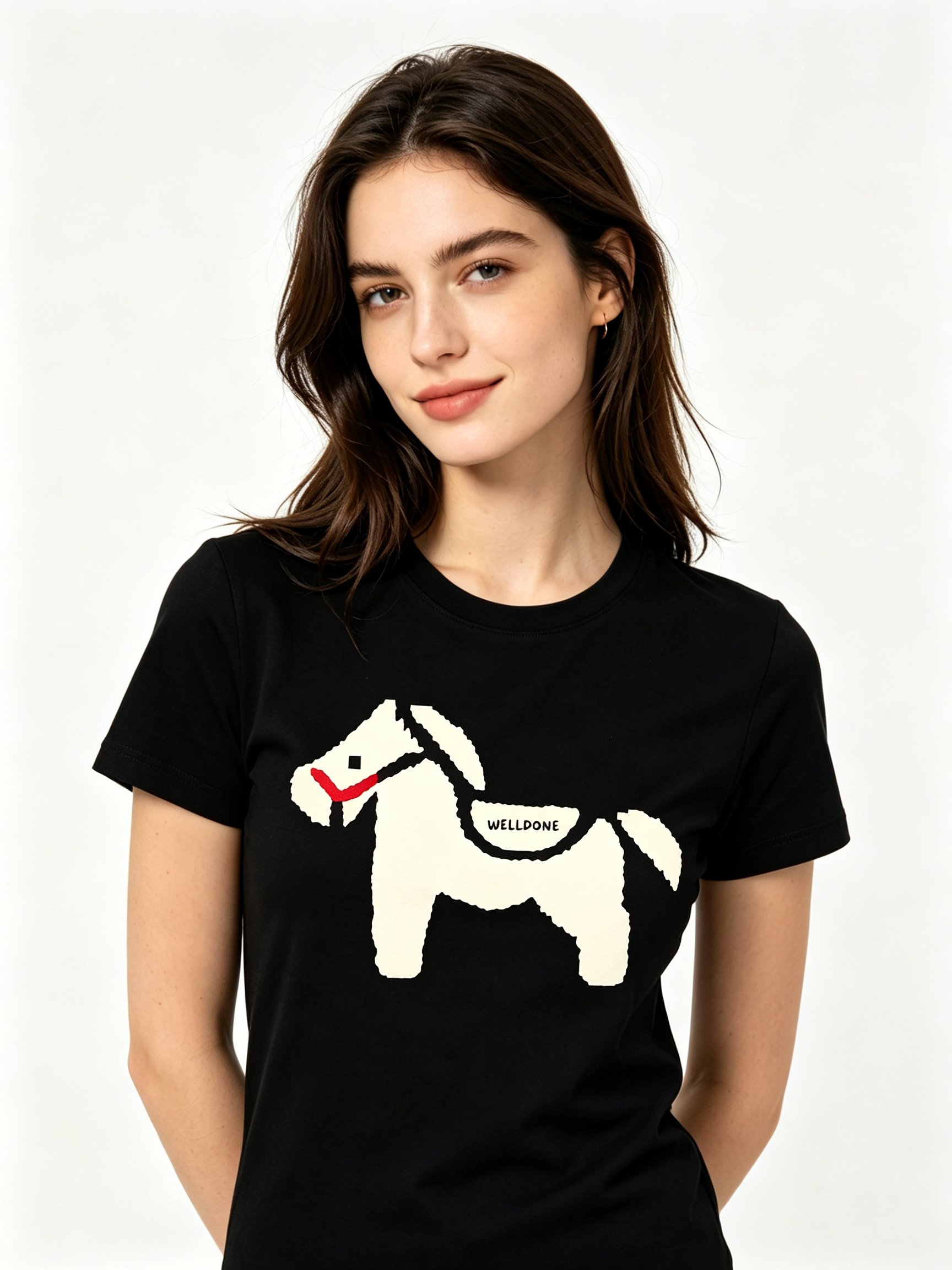 Black Printed Round Neck Regular T-Shirt