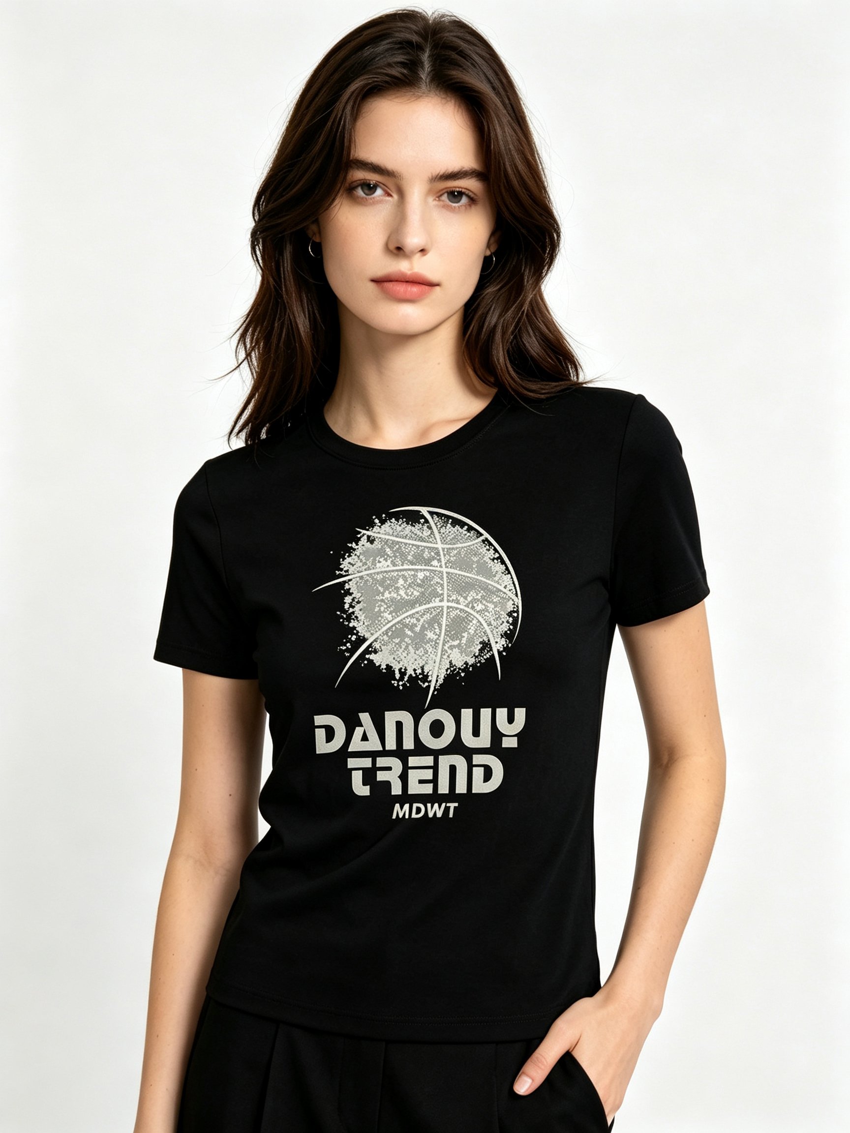 Black Printed Round Neck Regular T-Shirt