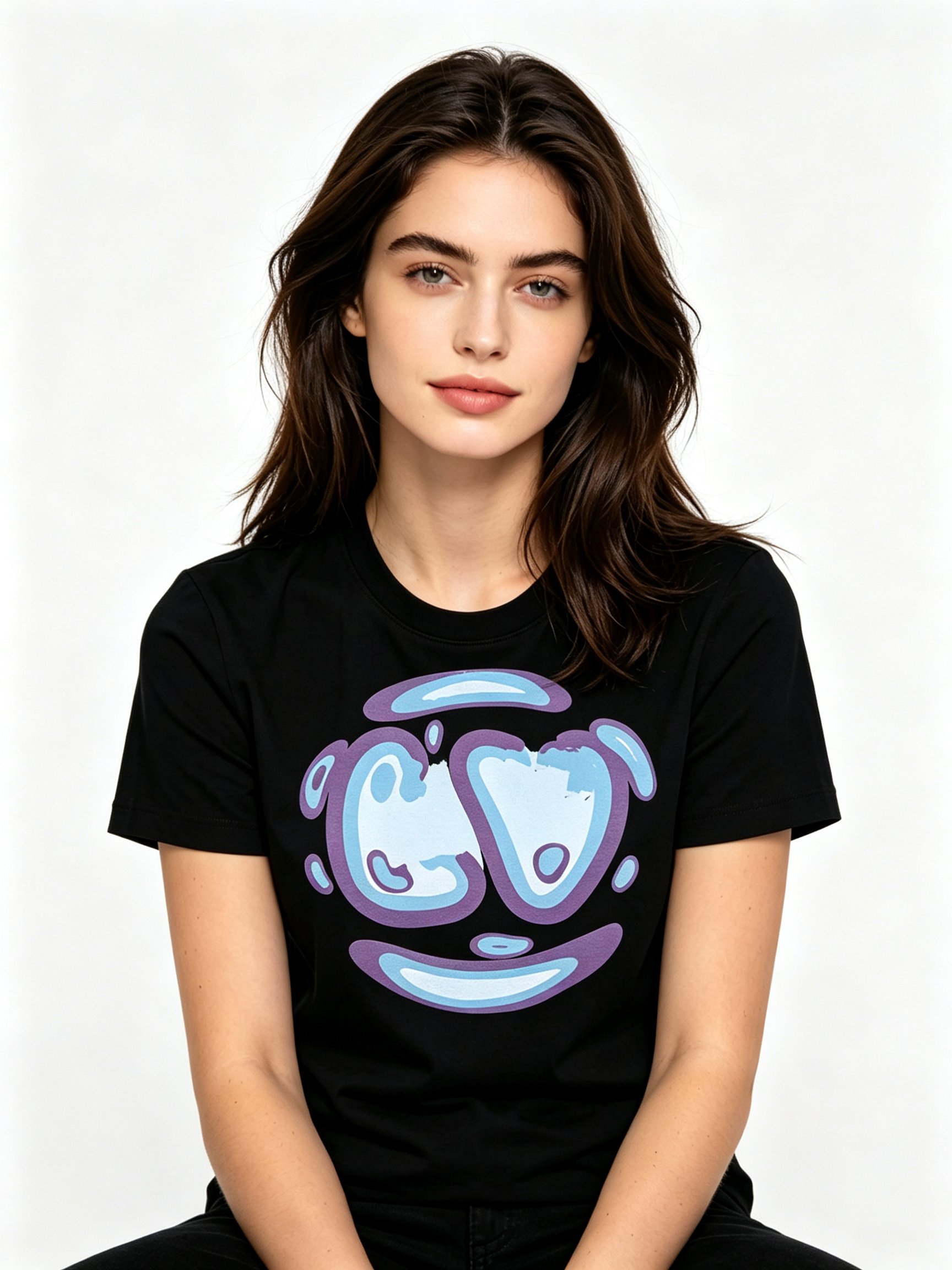 Black Printed Round Neck Regular T-Shirt