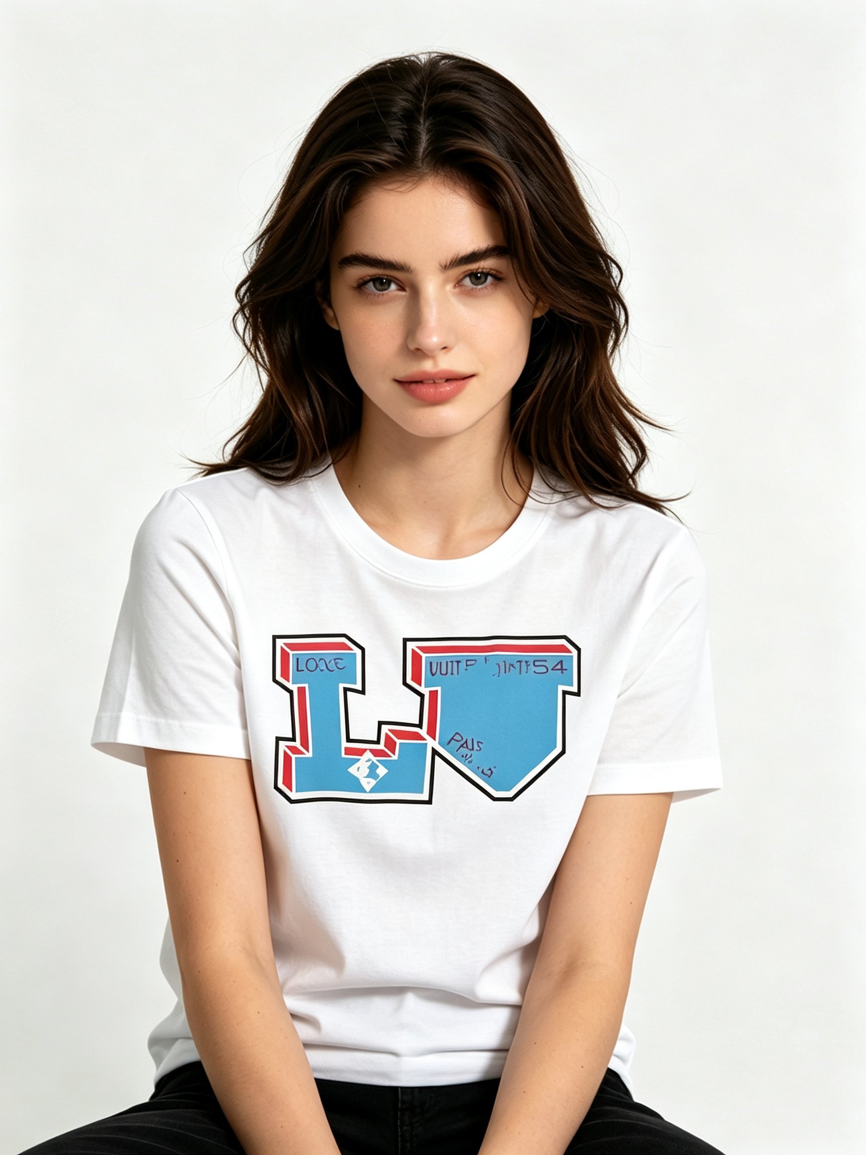 White Printed Round Neck Regular T-Shirt