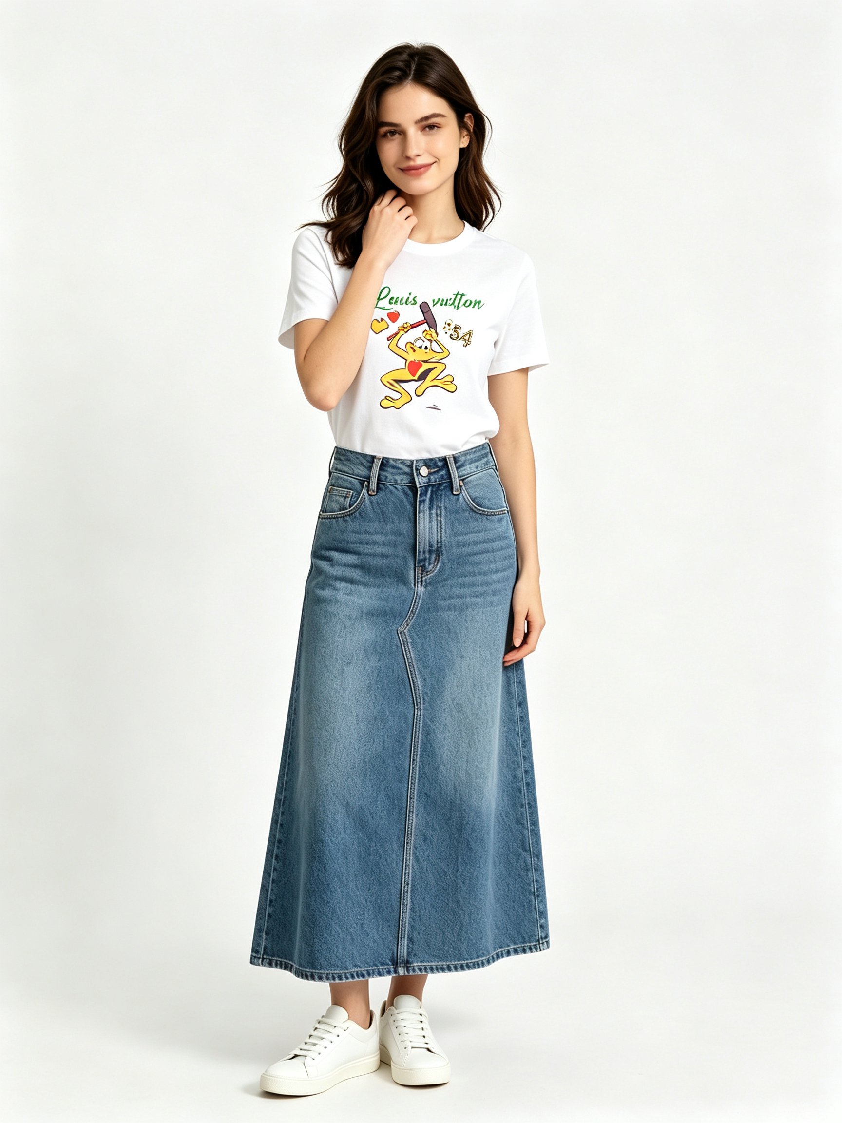 White Printed Round Neck Regular T-Shirt