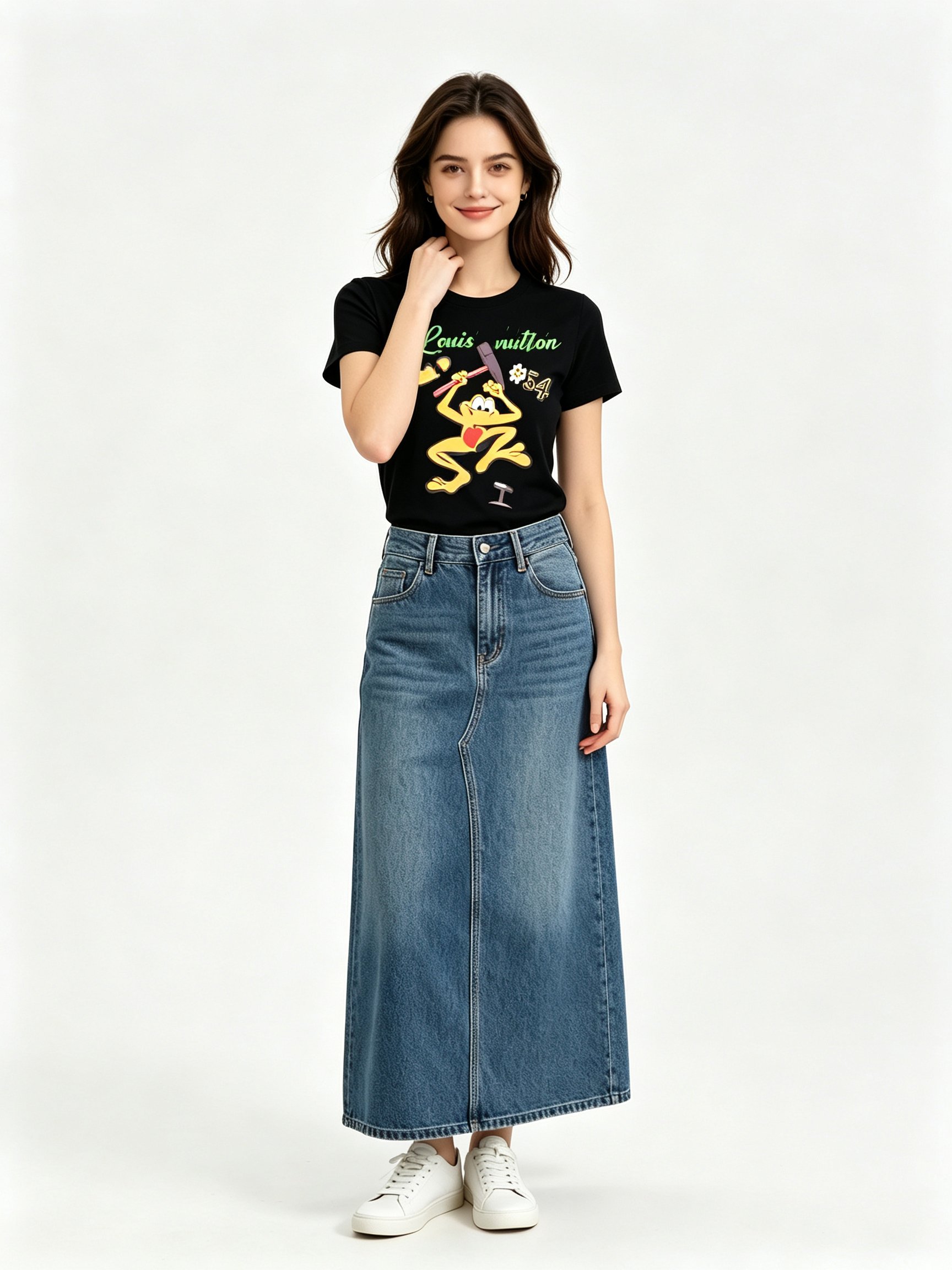 Black Printed Round Neck Regular T-Shirt