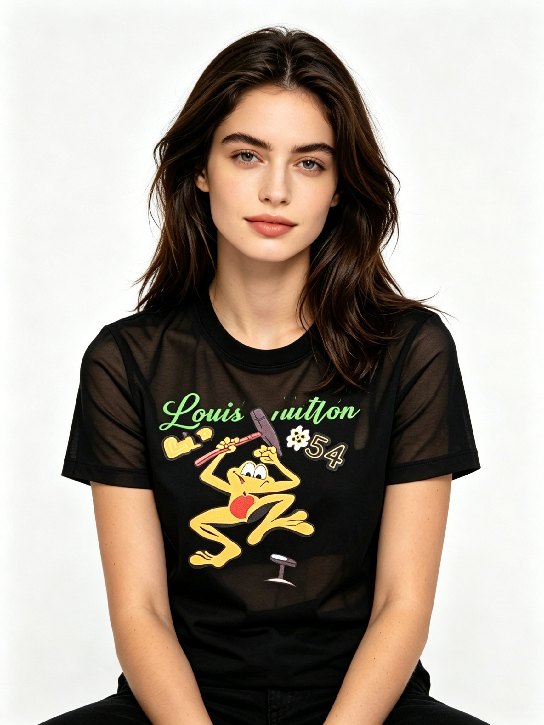 Black Printed Round Neck Regular T-Shirt