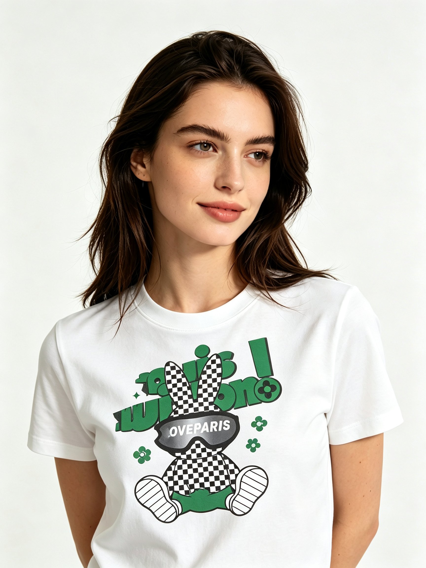 White Printed Round Neck Regular T-Shirt