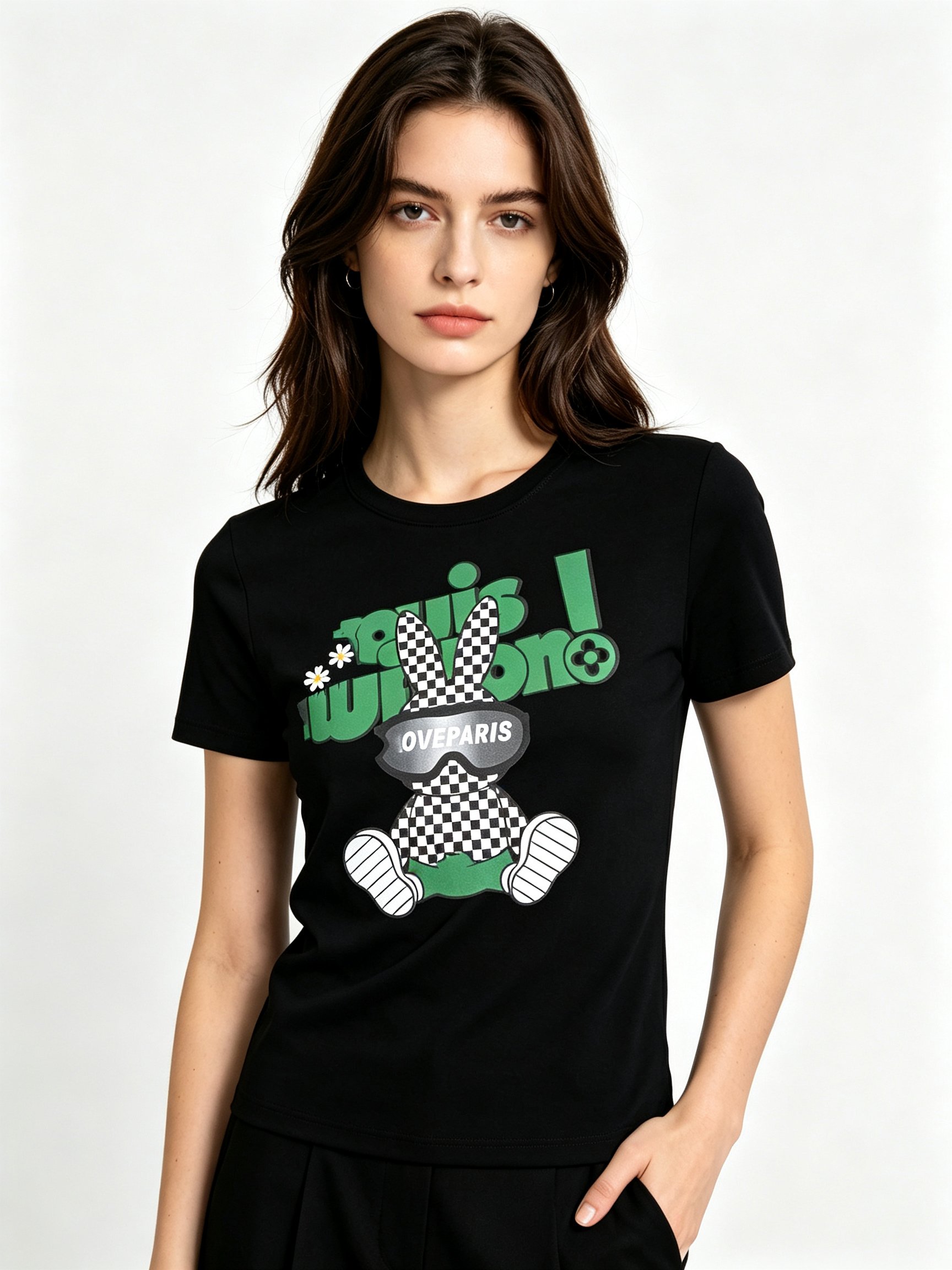 Black Printed Round Neck Regular T-Shirt