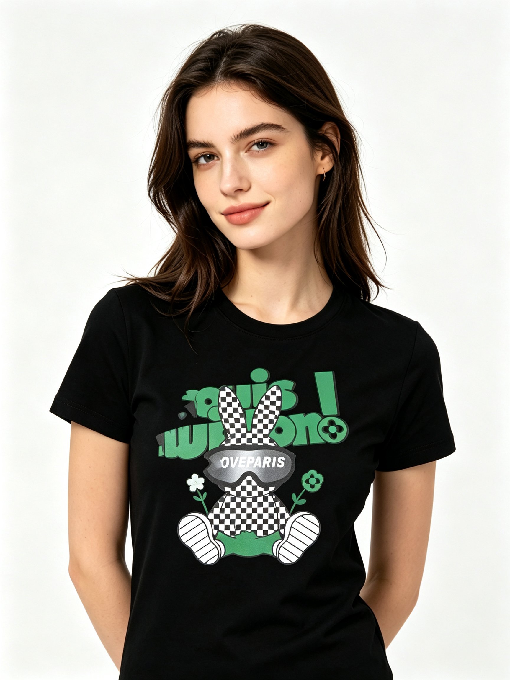 Black Printed Round Neck Regular T-Shirt