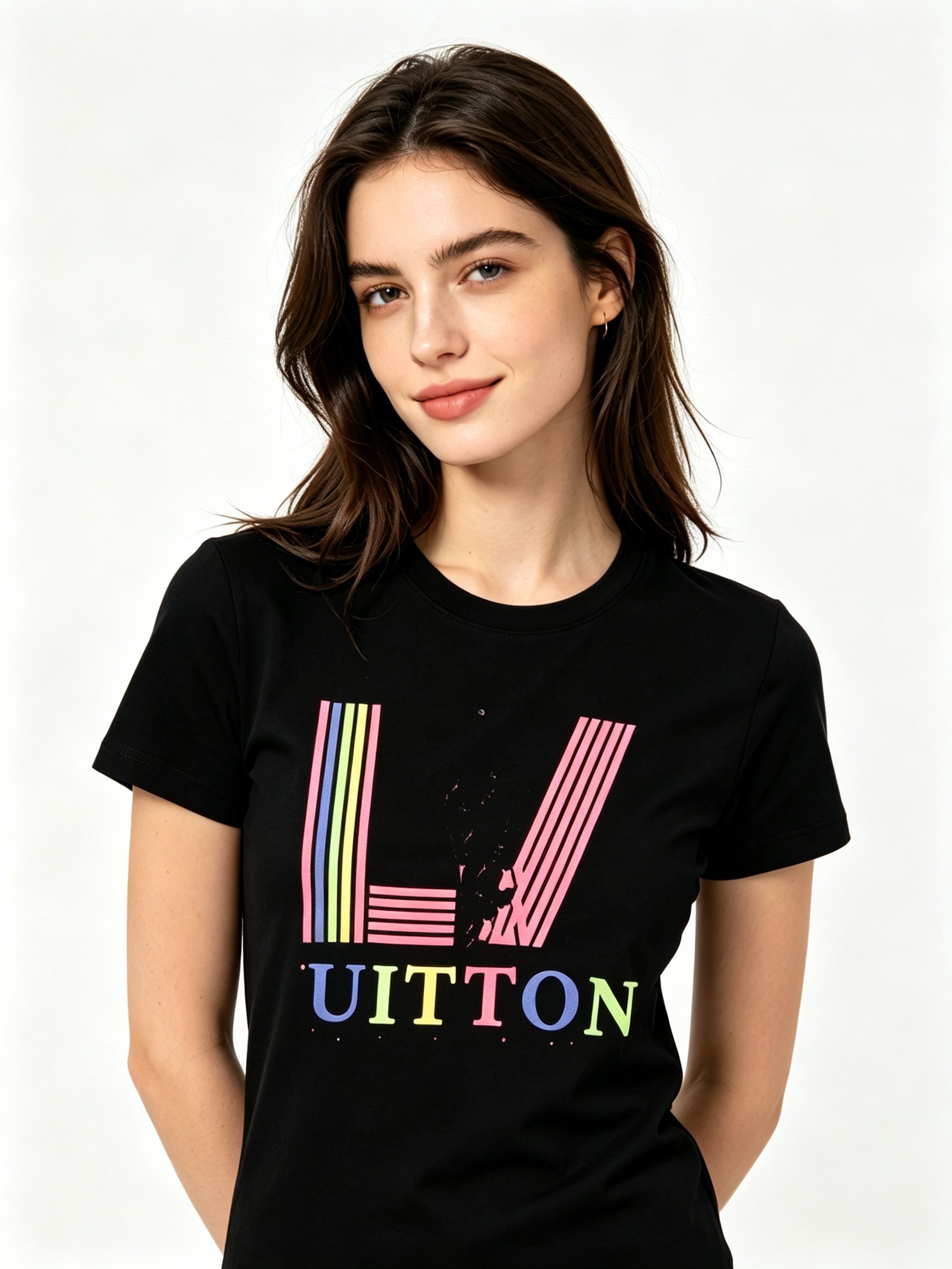 Black Printed Round Neck Regular T-Shirt