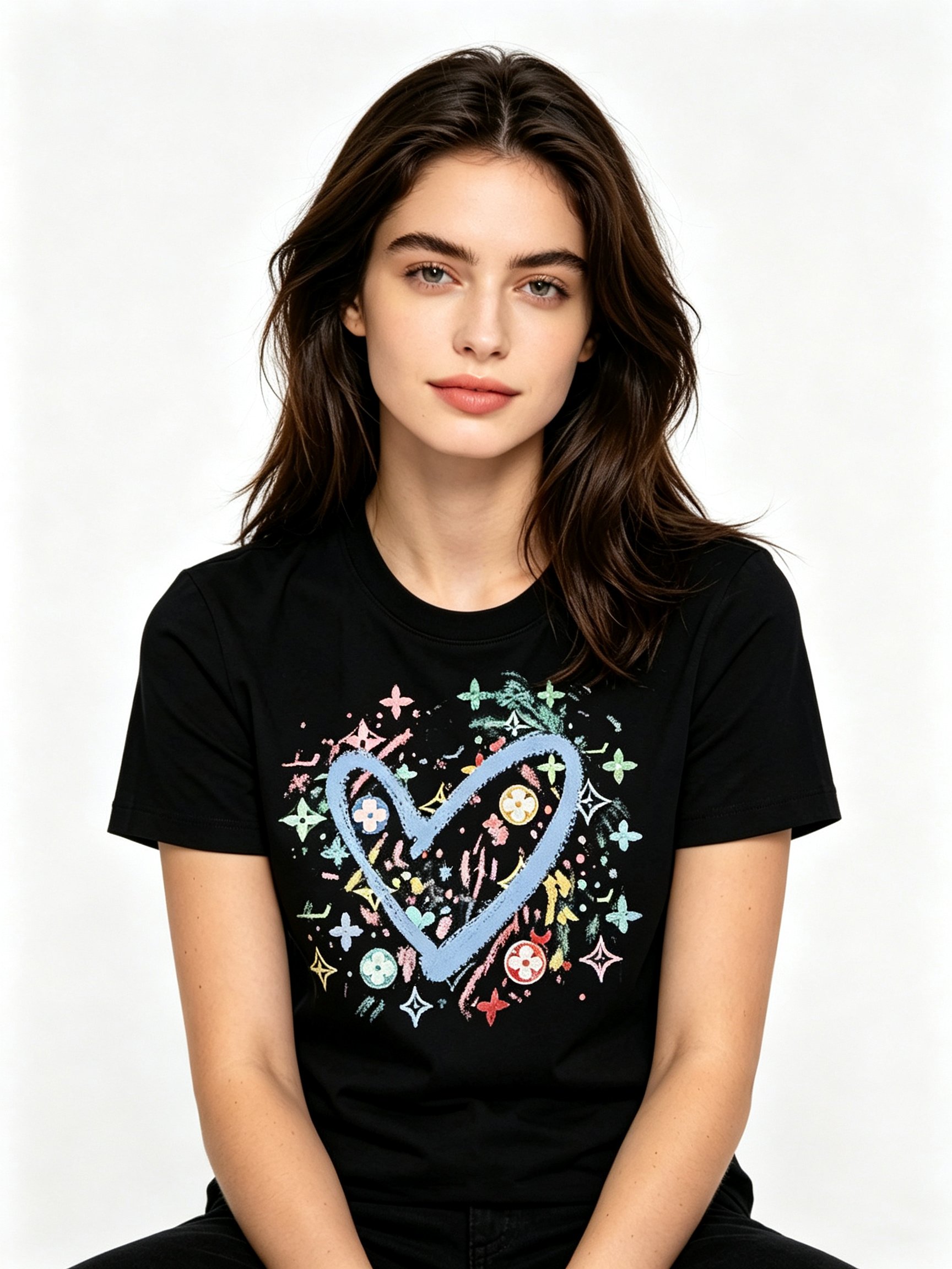 Black Printed Round Neck Regular T-Shirt