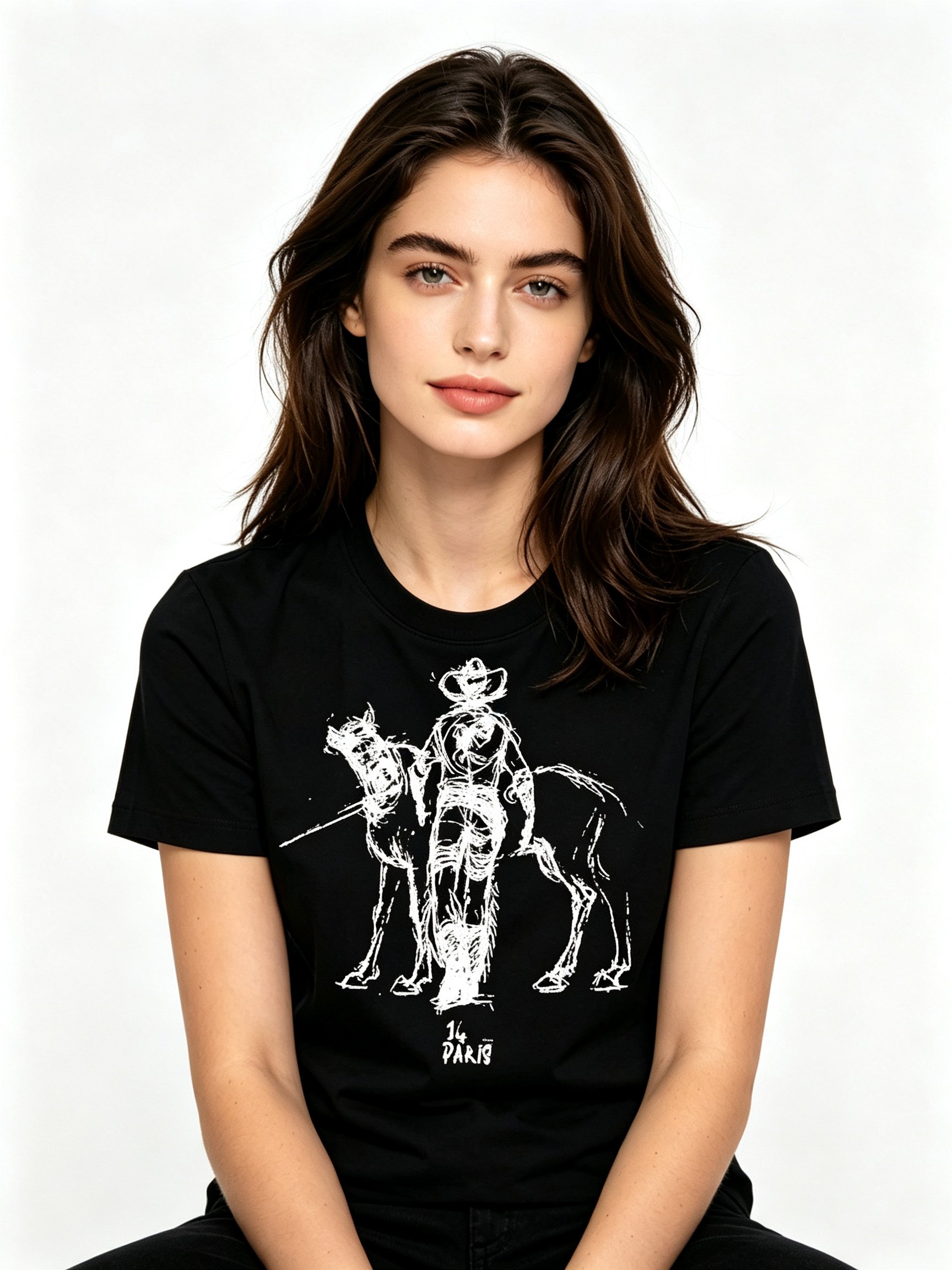Black Printed Round Neck Regular T-Shirt